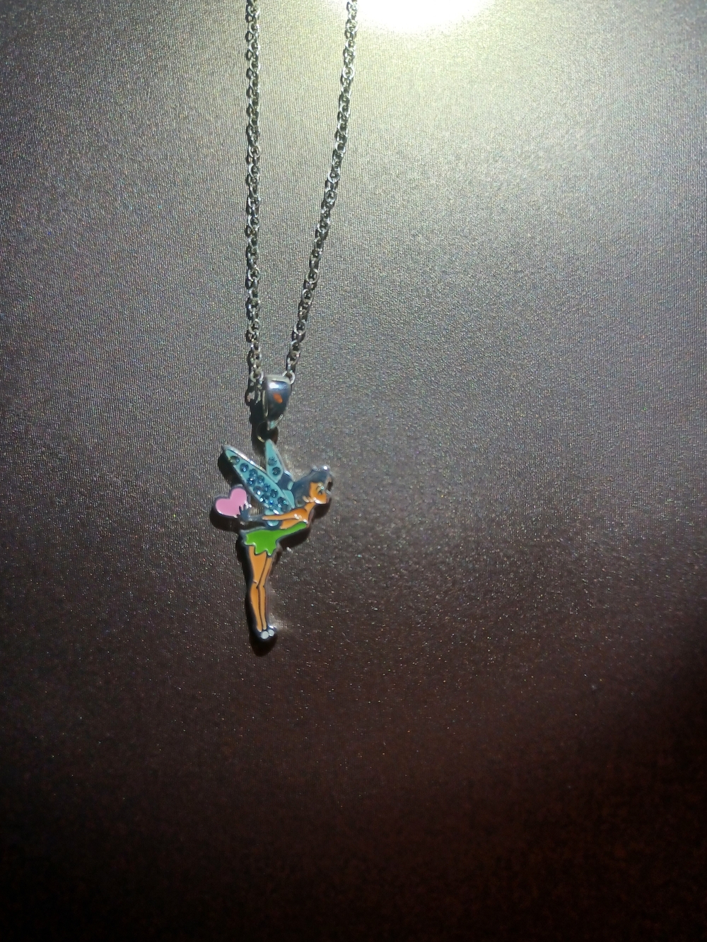 Disney Silver Tinker Bell Necklace with Pink, Green & Blue Enamel - Picture 2 of 6